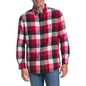 NWT CLUBROOM Mens Red Tartan Long Sleeve Button Down Flannel Casual Shirt XL